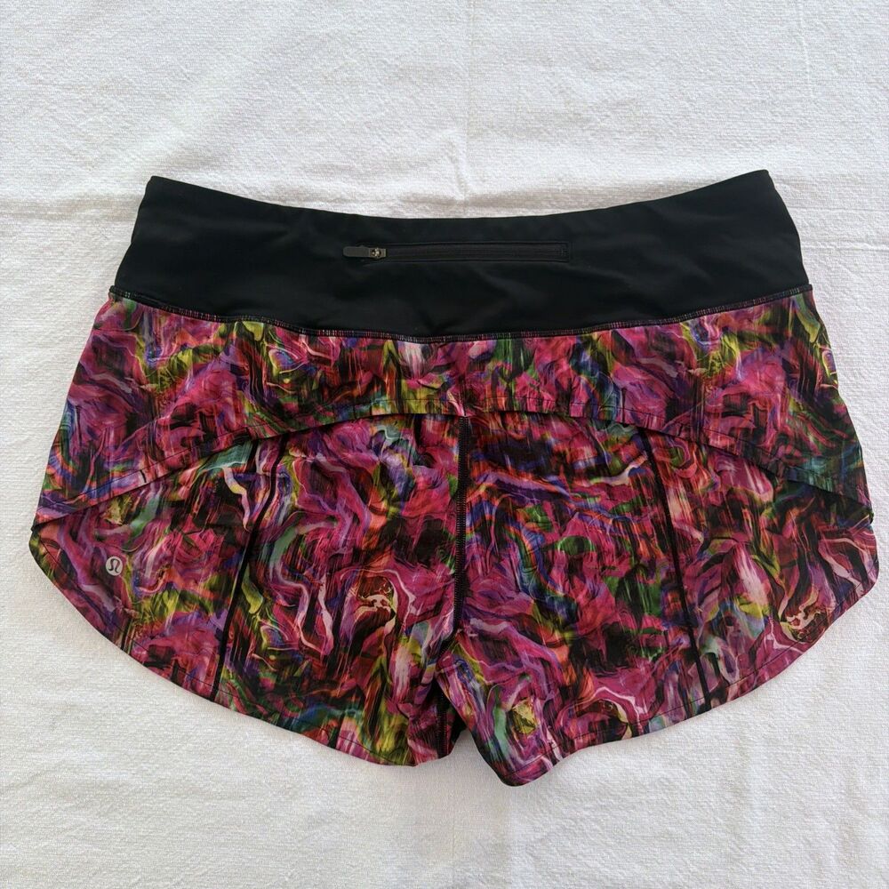 Lululemon Speed Up Short Multicolor Abstract Floral Running Shorts Womens 10 - Picture 6 of 15